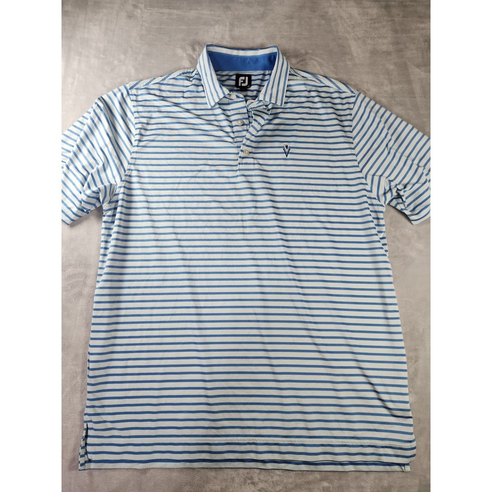 FootJoy FJ Polo Shirt Adult XL Blue White Striped Men's